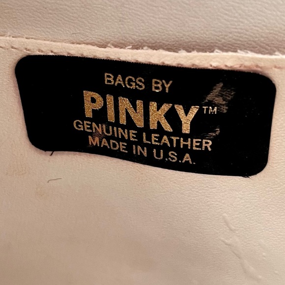 Bags by Pinky Genuine Leather Silver Studded VTG 80s Crossbody Purse USA Made - Picture 8 of 17